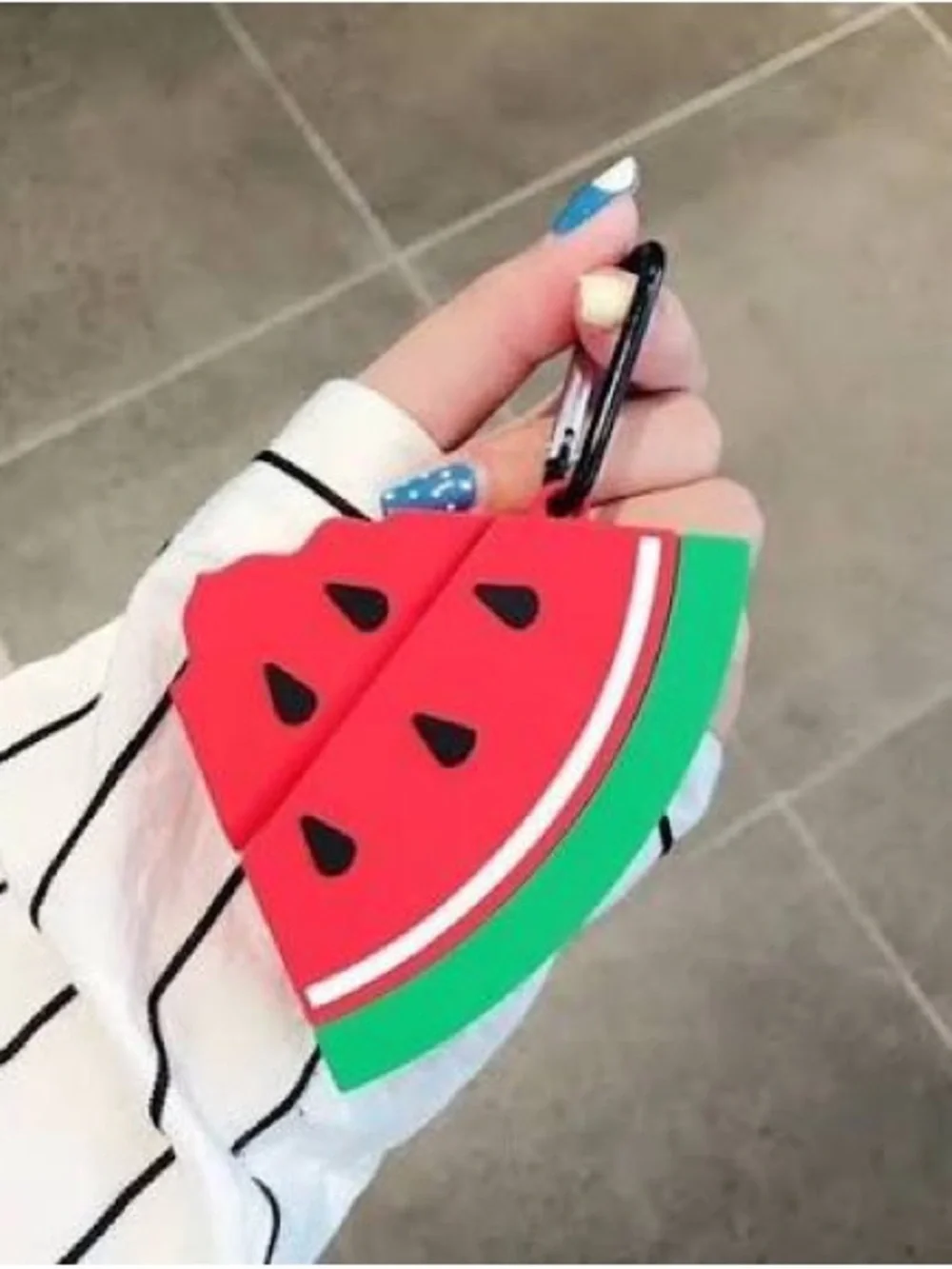 Watermelon Silicone AirPods Case Cover with Carabiner - Red/Green